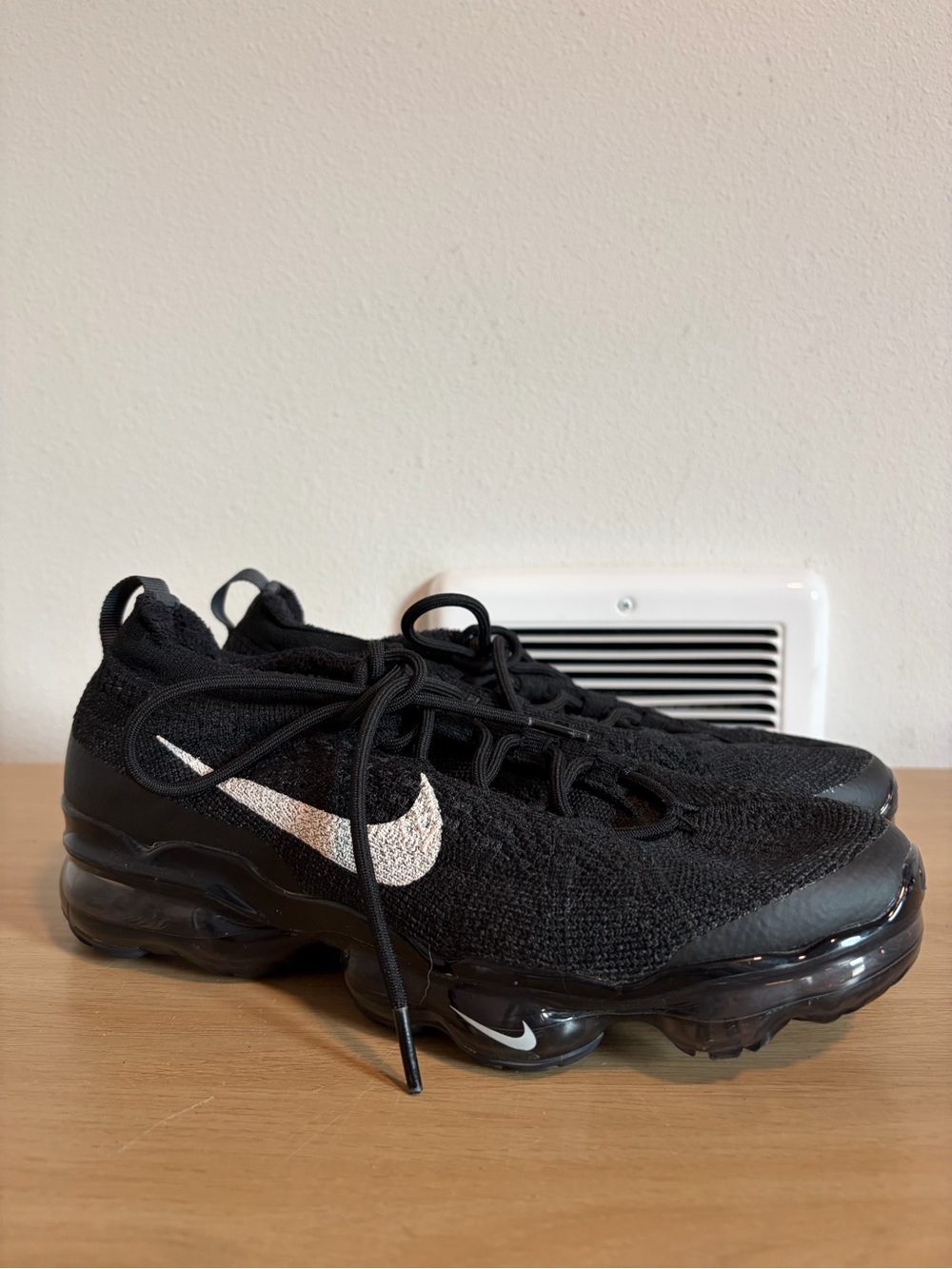 Nike Black Knit Swoosh Air VaporMax Women's Sneakers